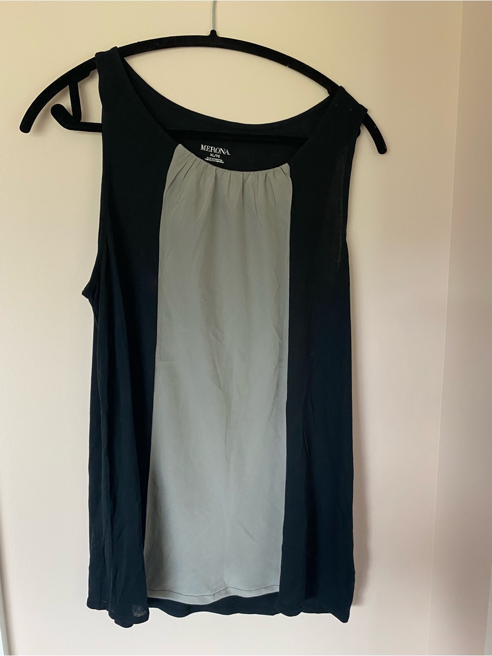 Merona Black and Light Gray Colorblock Sleeveless Top
